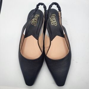 Franco Sarto Black Pointed Slingback Flats with Elastic Back